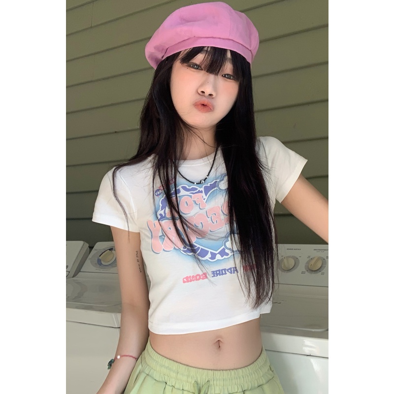 NZN Áo Thun Tay Ngắn In Hình graffiti Phong Cách Mỹ Thời Trang Mùa Hè Cho Nữ