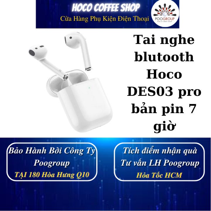 Tai Nghe Blutooth Hoco có mic DES03 pro pin trâu 7 giờ cảm biến , đổi tên có bảo hành lỗi SX 12 tháng - poogroup