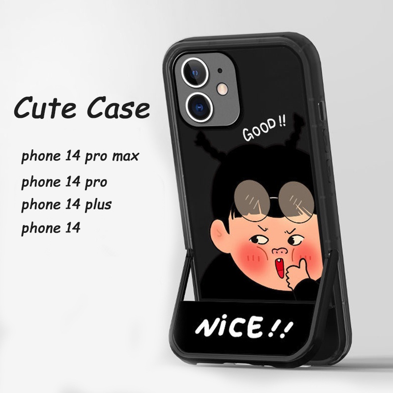 Ốp Điện Thoại TPU Kèm Giá Đỡ Họa Tiết Dễ Thương Cho IPhone 14 Pro Max 13 11 12 Casing XS X XR 6S 8 + 7 Plus