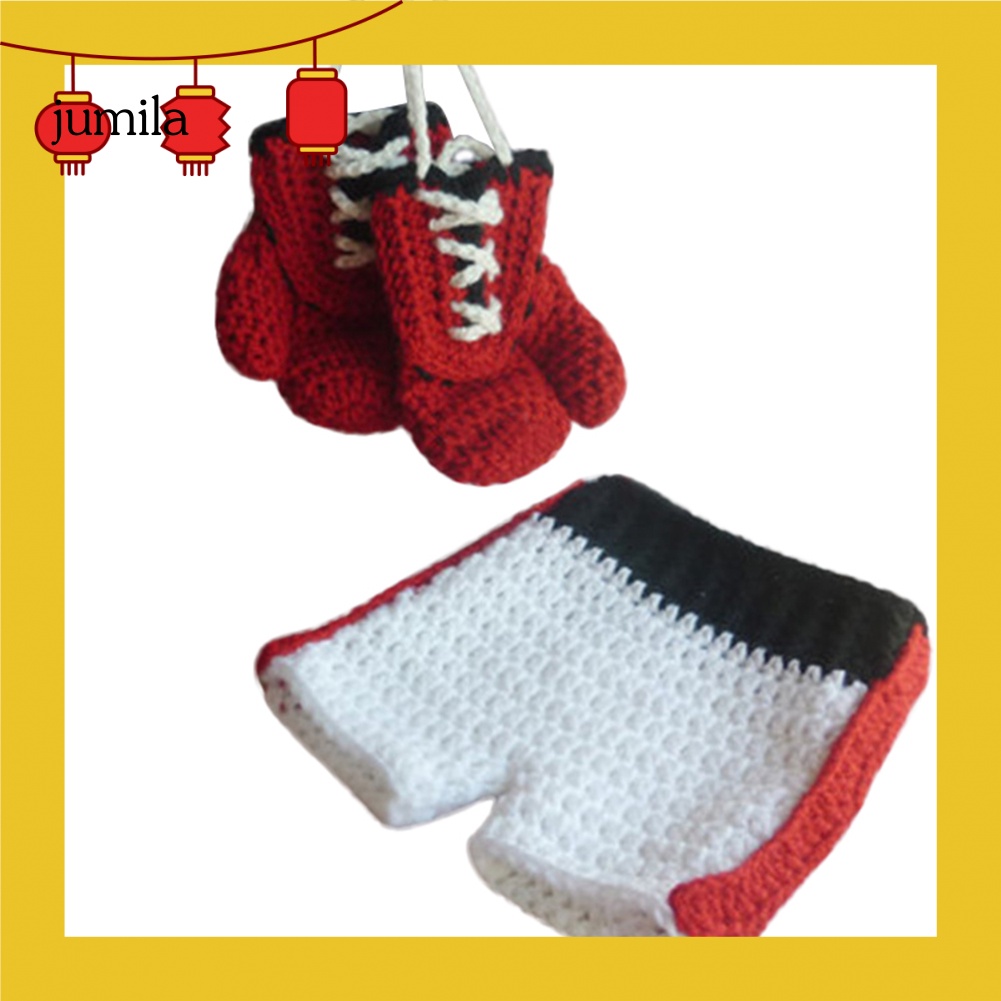 Bộ 2 Găng Tay Và Quần Đan Len Thủ Công Dùng Làm Đạo Cụ Chụp Ảnh Cho Bé Sơ Sinh