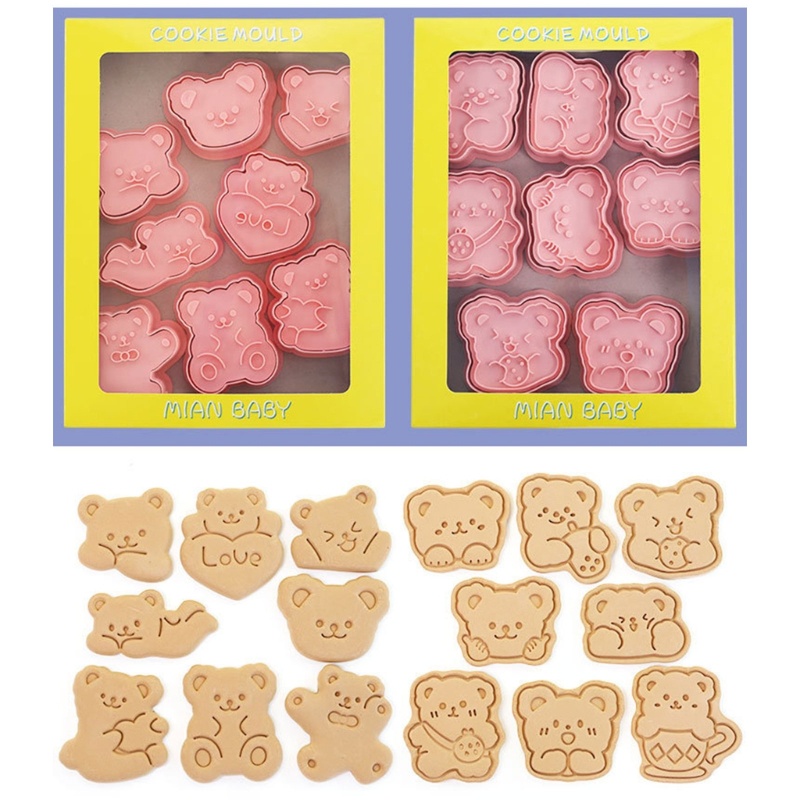 Bộ 16 Khuôn Làm Bánh Hình Gấu Hoạt Hình Siêu Dễ Thương