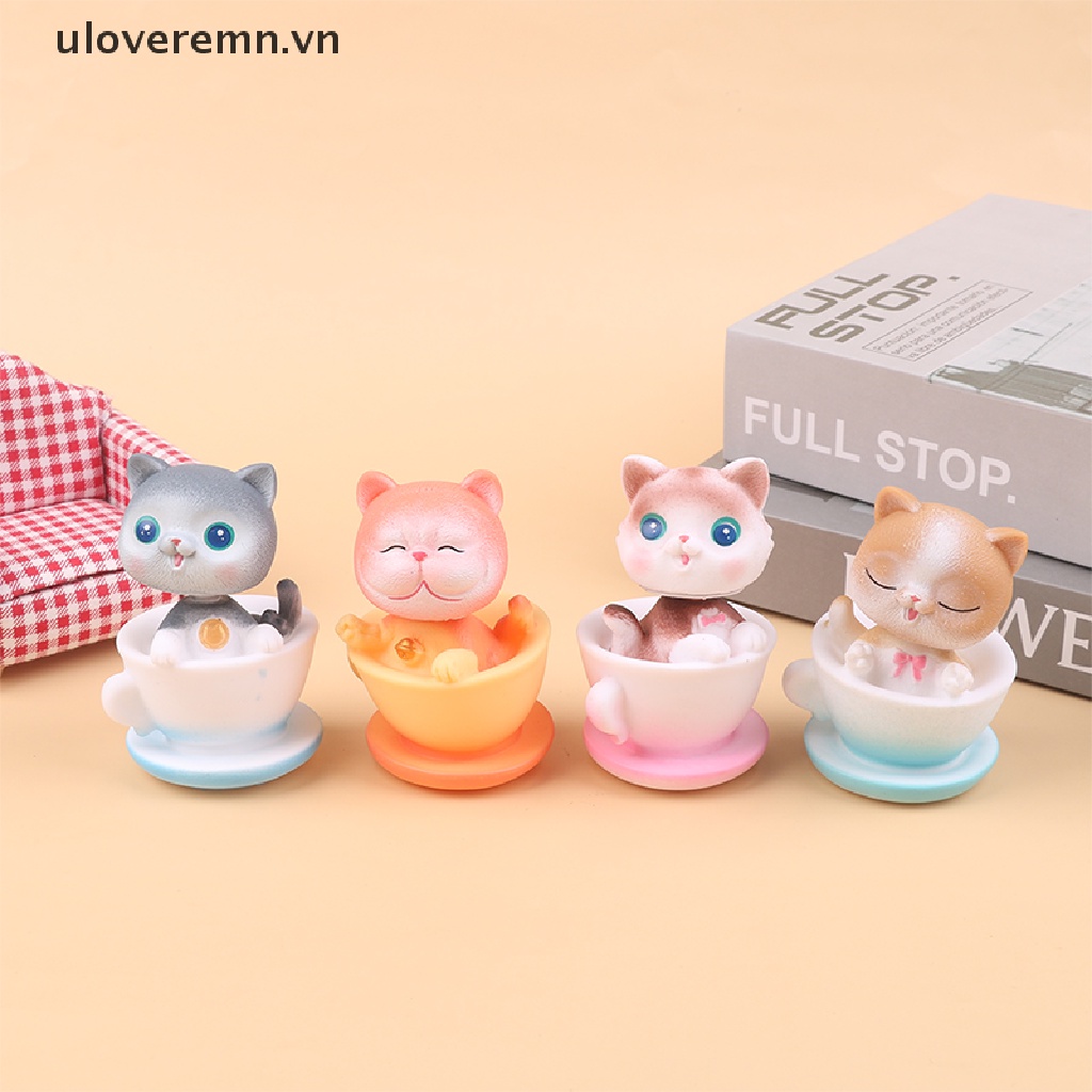 Uloveremn Teacup Mô Hình Đồ Chơi Mèo Lắc Đầu Dễ Thương Trang Trí Cốc Trà