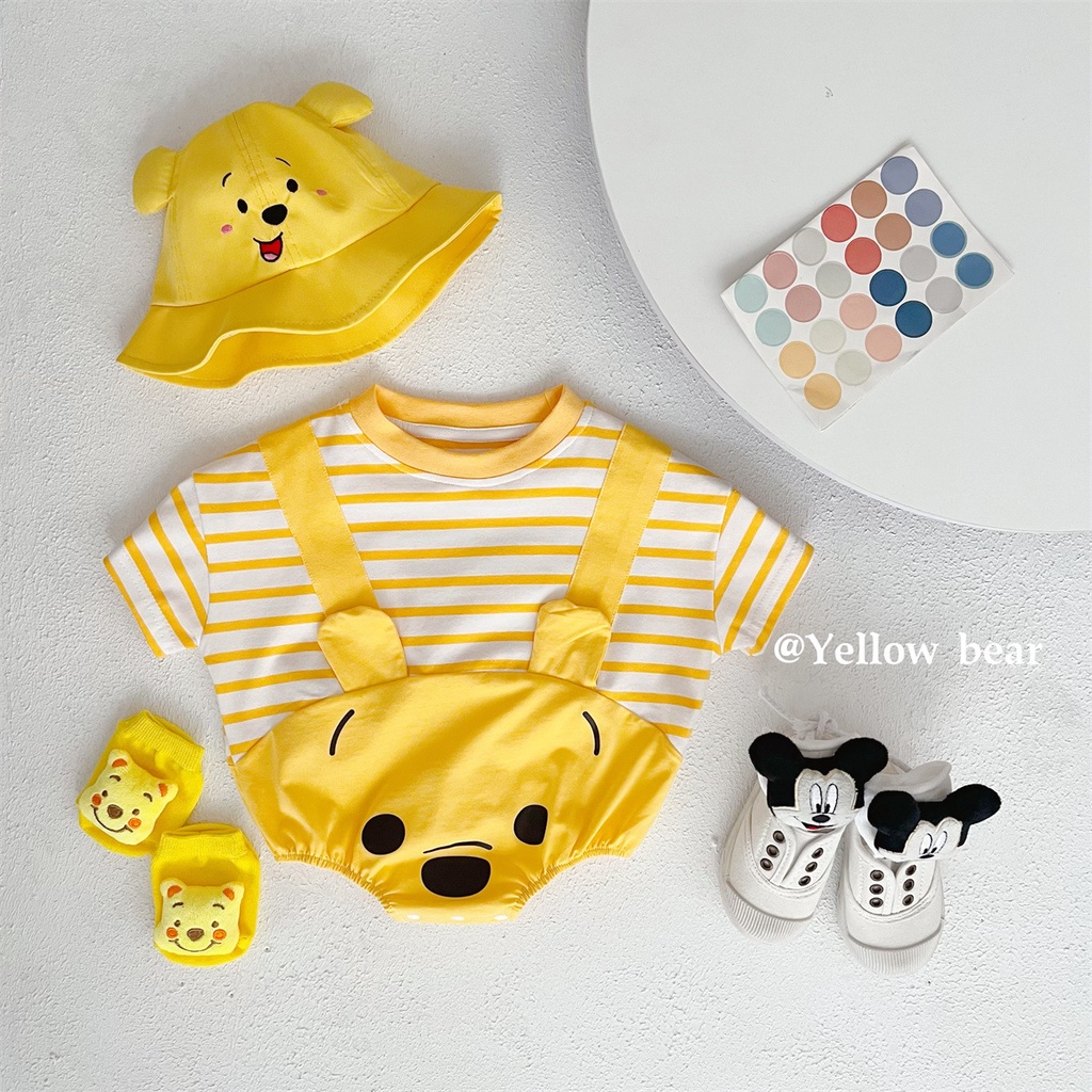 Áo liền quần TTKAABABY cotton thoải mái thiết kế gấu hoạt hình đáng yêu dễ thương dành cho bé trai