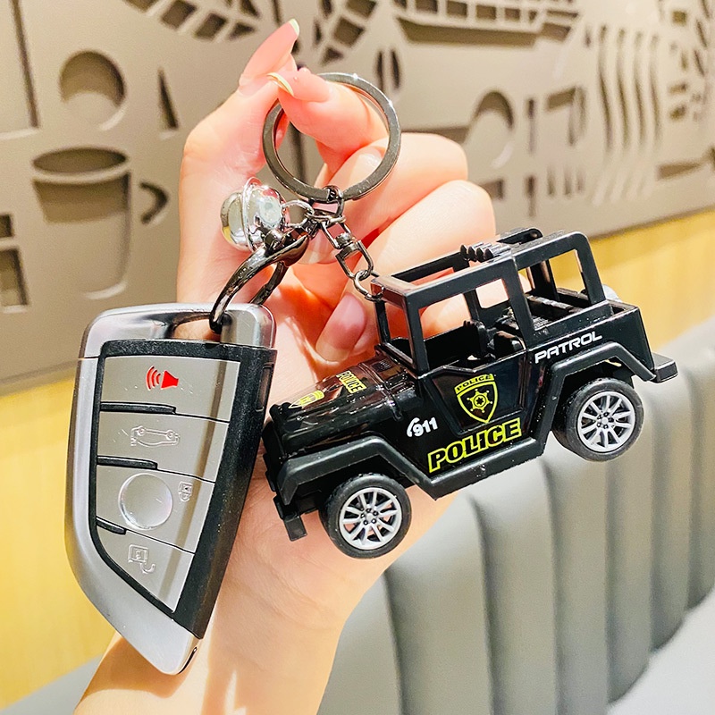 Móc Chìa Khóa Xe Jeep Cảnh Sát Mini Tinh Tế