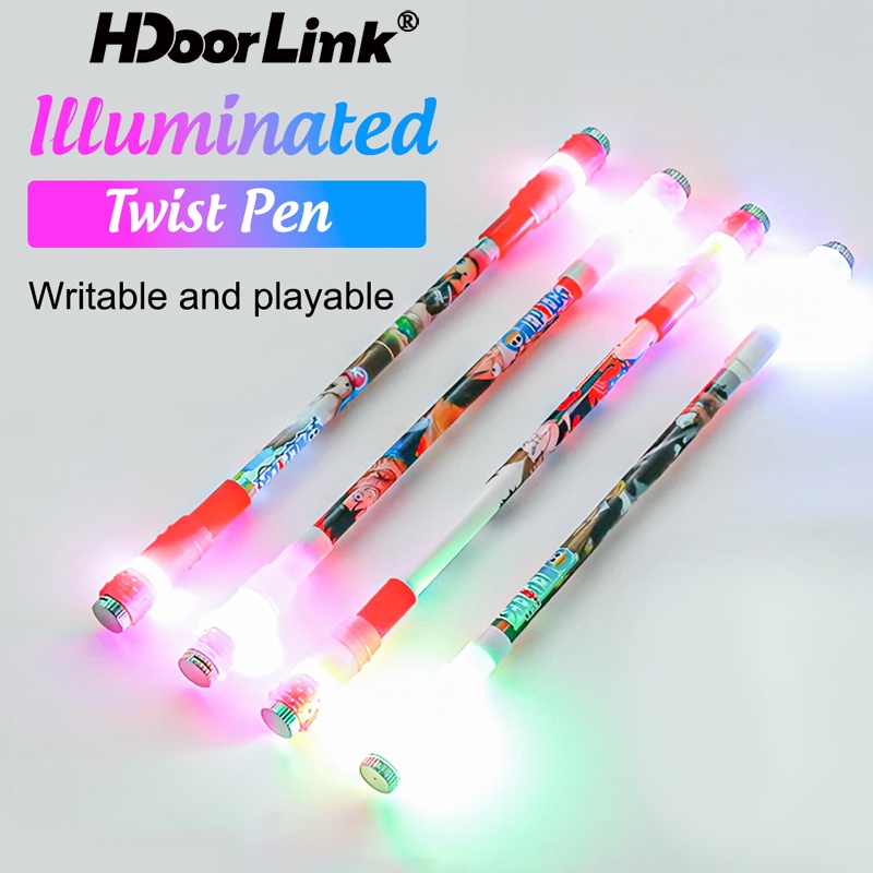 Set 1 / 4 Bút Bi Chống HdoorLink Trượt Có Đèn LED Dạng Xoay Sáng Tạo Giải Trí Cho Học Sinh / Văn Phòng
