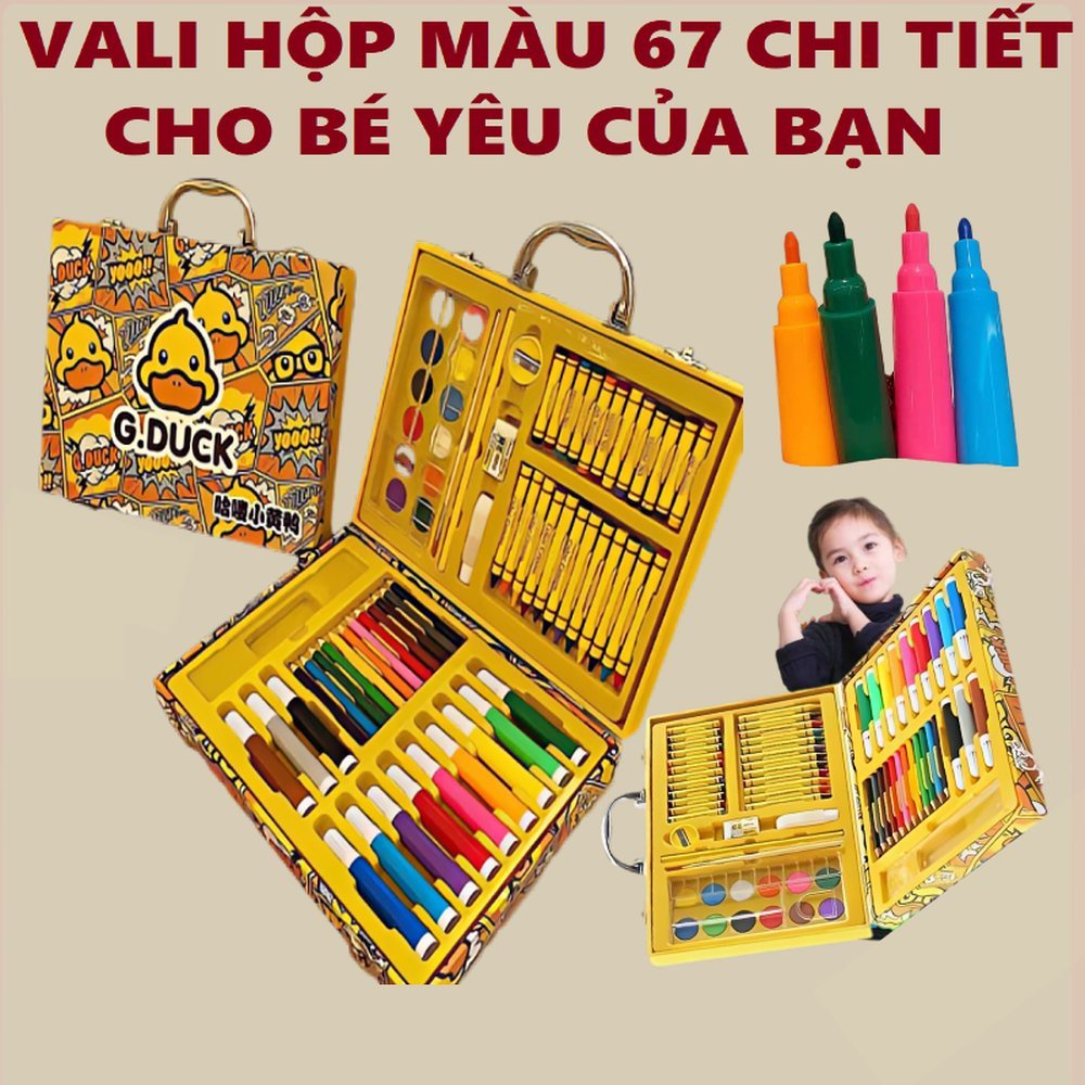 VaLi 67 chi tiết Bút Màu cao cấp G.DUCK, Hộp Màu Tô Vịt Vàng Một món quà thiết thực và tuyệt vời cho bé