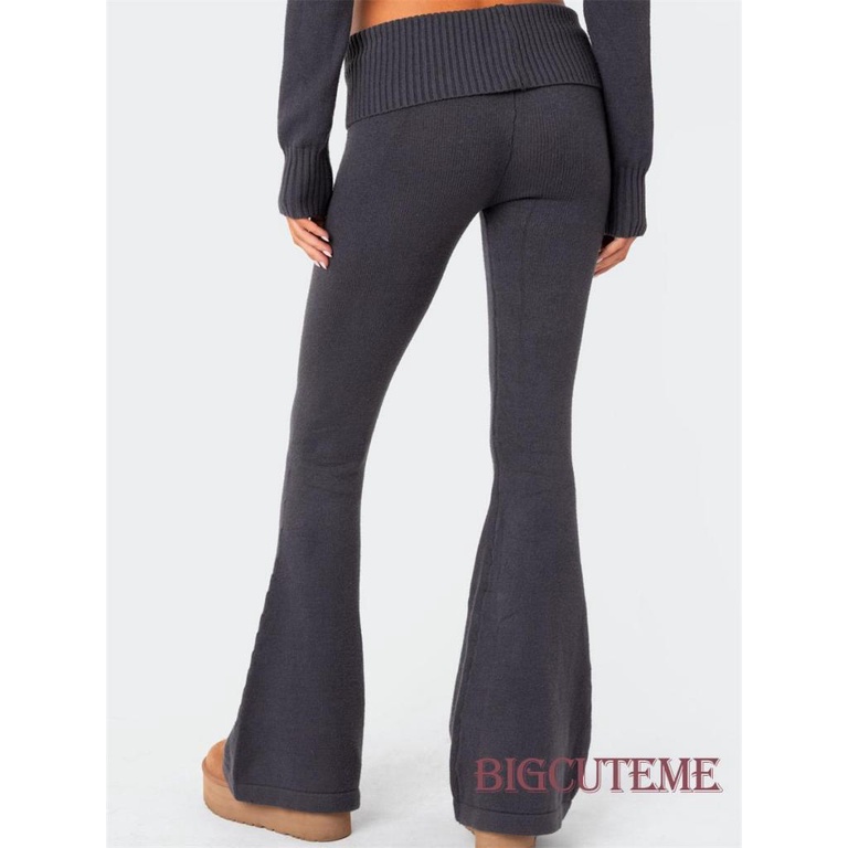 Set Đồ Mùa Thu 2 Món Gồm Áo Tay Dài Có Khóa Kéo + Quần Ống Loe Màu Trơn Cho Nữ