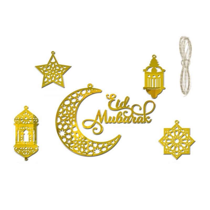 1 Bộ Mặt Dây Chuyền Acrylic Hình Mặt Trăng Và Ngôi Sao Nghệ Thuật Ramadan Trang Trí