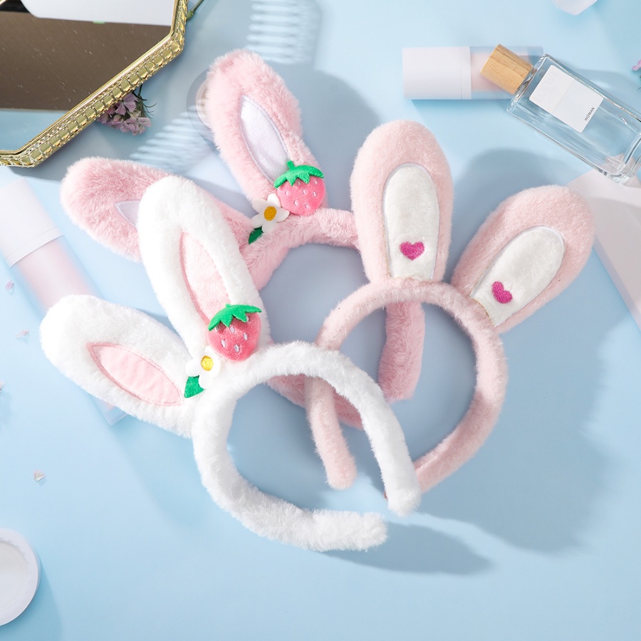 Băng Đô Cài Tóc Hình Thỏ Hoạt Hình Bằng Lông Nhung Phong Cách Hàn Quốc Xinh Xắn