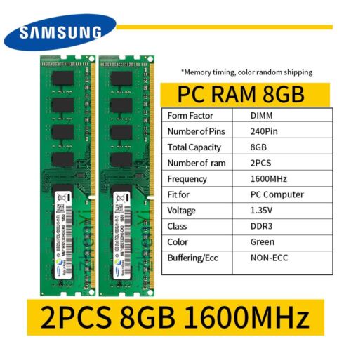 Bộ Nhớ RAM DIMM Mới Cho Samsung 16GB Kit 2x 8GB DDR3L 1600MHz 1.35V PC3L-12800U