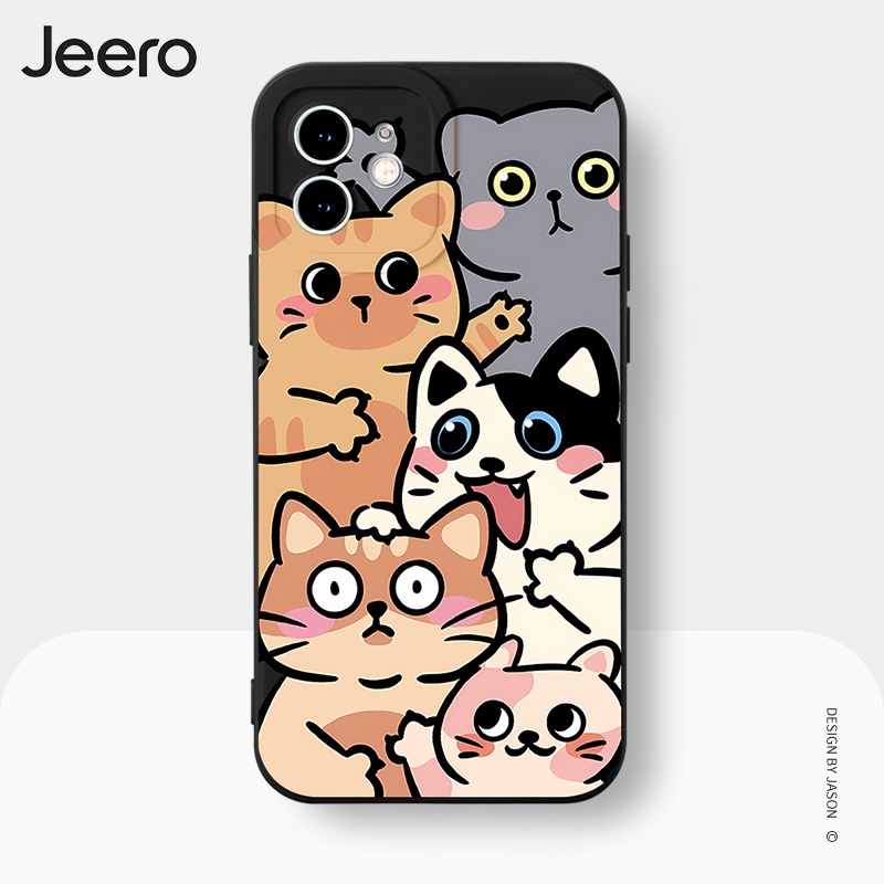 Ốp lưng JEERO đen chống bẩn ngộ nghĩnh hài hước hoạt hình dễ thương đẹp mềm Cho iPhone 15 14 13 12 11 Pro Max SE 2020 X XR XS 8 7 ip 6S 6 Plus kute HFE2055