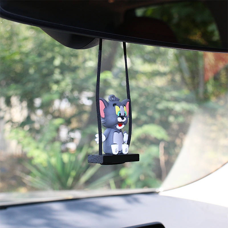 Cute Cat and Mouse Automobile Hanging Ornament Creative Car Decoration Car Rearview Mirror High-End Ornaments Car Interior Decoration JZ5x