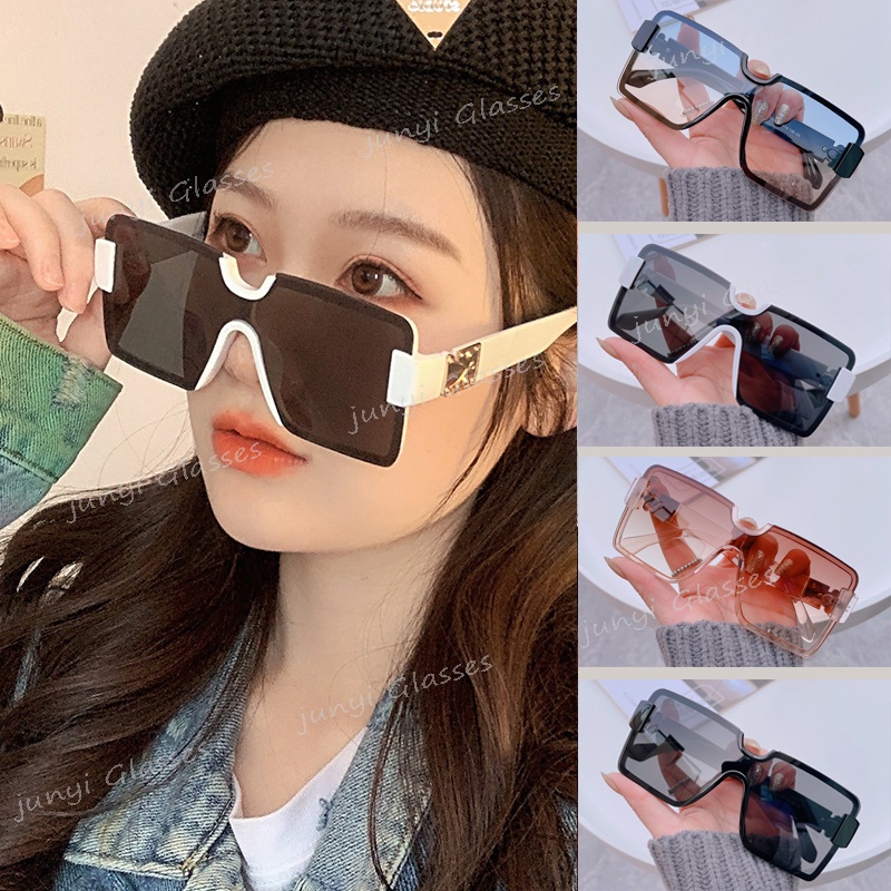 Kính Mát Hình Bầu Dục Gọng Lớn Màu Gradient Thời Trang Chống Tia UV Cho Nữ