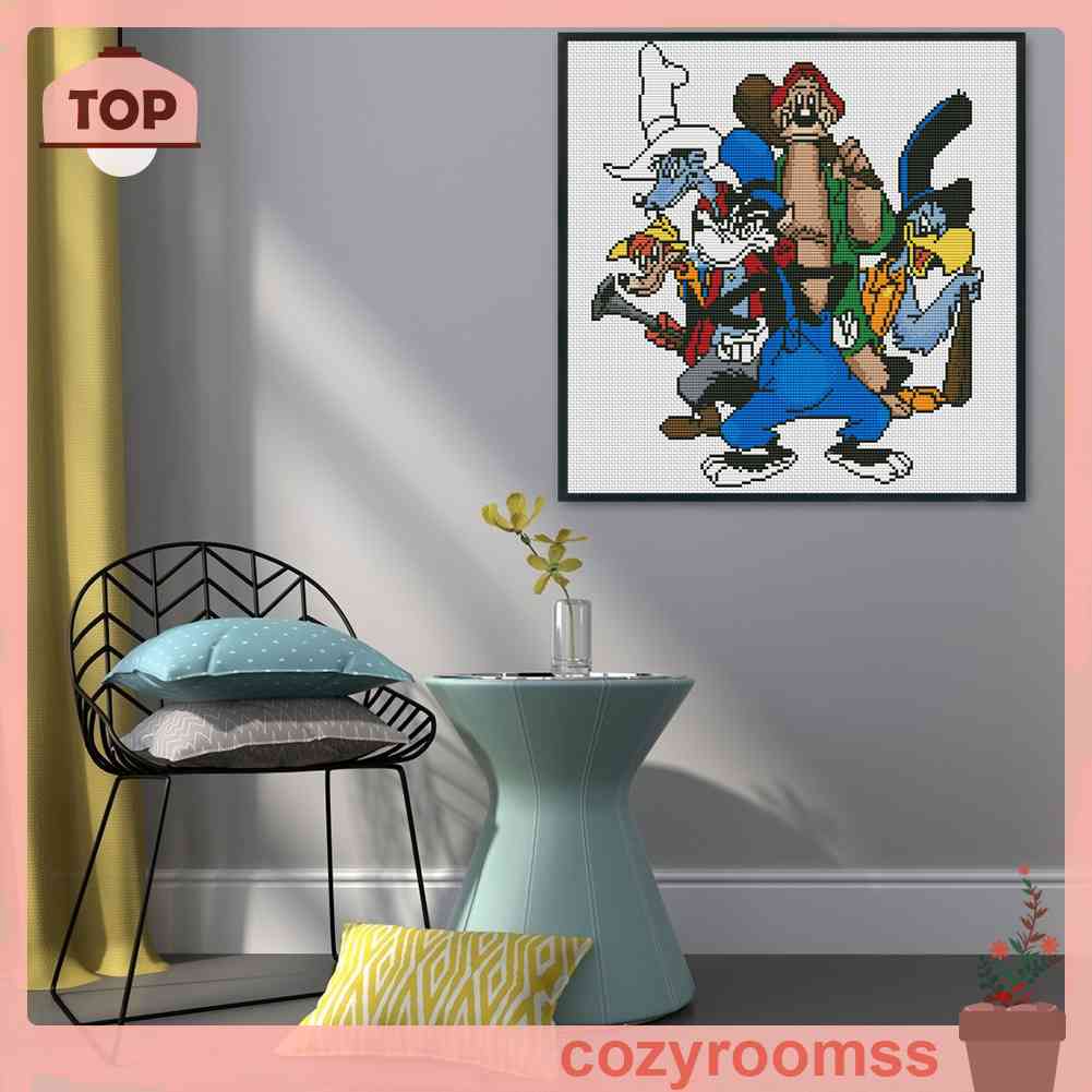 Bộ Dụng Cụ Thêu Tranh Chữ Thập 11CT DIY Hình Hoạt Hình