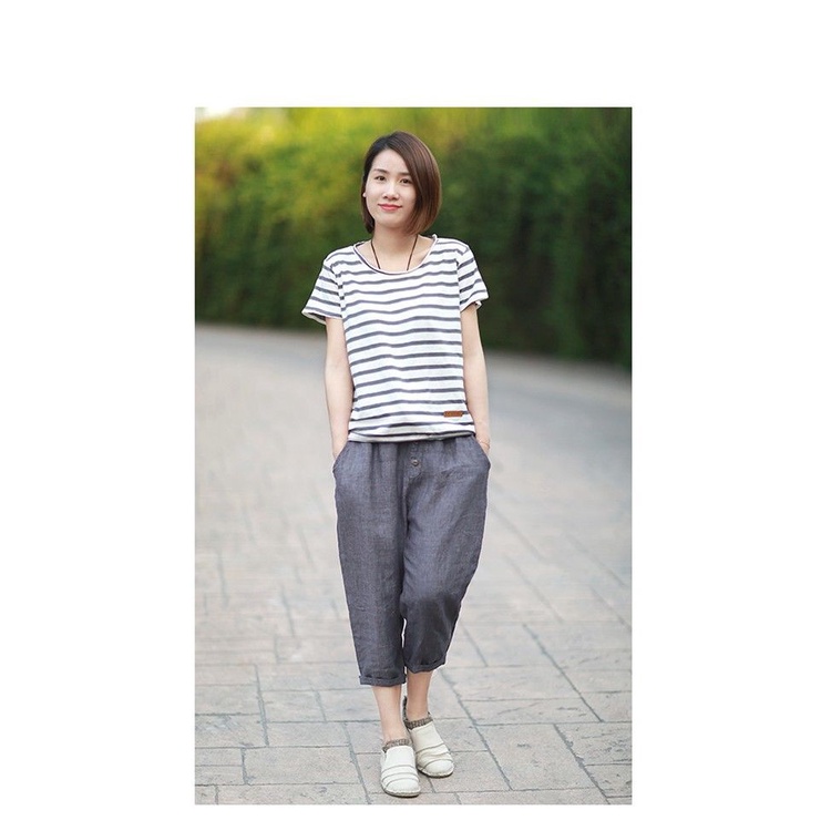 Băng Cotton Hậu Cung Quần Rời Mỏng Phong Cách Crop Quần Nữ Xuất Khẩu Sang Pháp Đuôi Hàng Giải Phóng Mặt Bằng Mùa Hè Mỏng Phong Cách Nhìn Mỏng Hơn Cotton Thường Ngày Phù Hợp Với