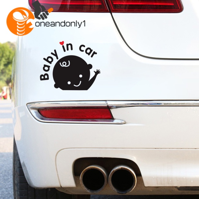 Miếng Dán Cảnh Báo Baby In Car D-1023 Họa Tiết Hoạt Hình Dễ Thương Vui Nhộn Trang Trí Xe Hơi