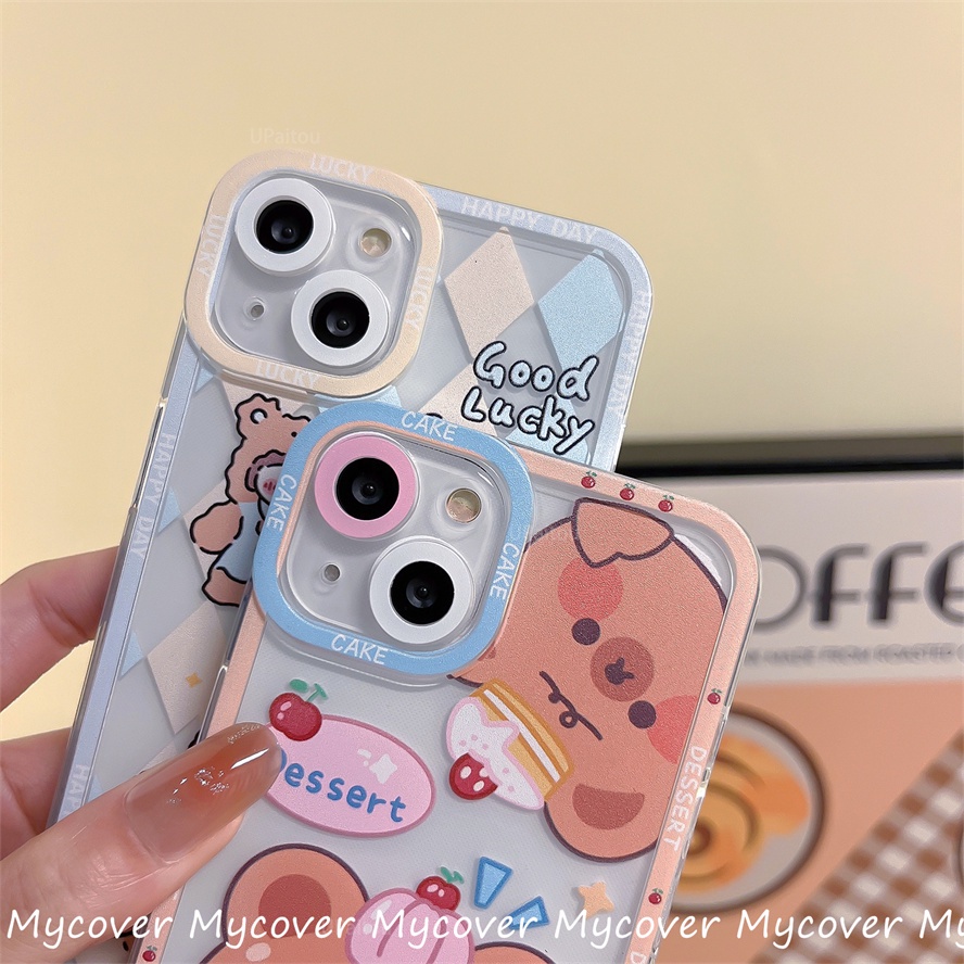 Ốp Điện Thoại Silicon Họa Tiết Hoạt Hình Chú Gấu Dễ Thương Cho Iphone 11 12 13 14 Pro Max X Xr Xs 8 7 6 Plus SE 2020