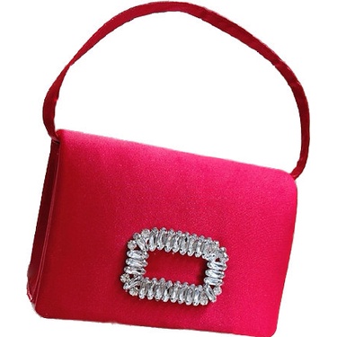 Túi Xách Đeo Chéo Vải satin Hình Vuông Đính Đá Lấp Lánh Kiểu Pháp Cho Nữ