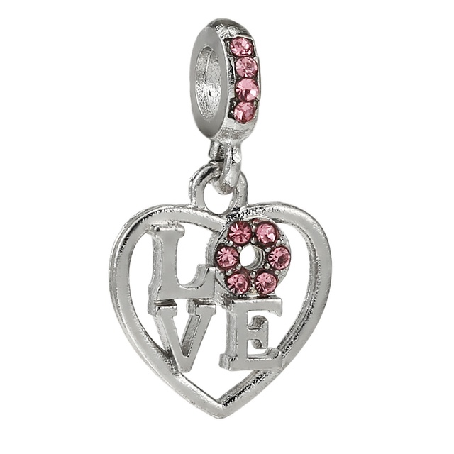 Hạt Charm Hình Trái Tim Đính Đá Chất Lượng Cao Dùng Làm Vòng Tay / Vòng cổ DIY