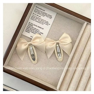Kẹp Tóc Nơ Satin Màu Đen Trơn Đơn Giản