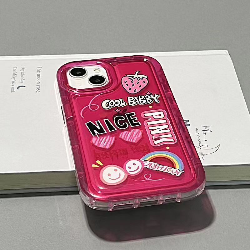 ✅Ốp Điện Thoại Mềm Họa Tiết Trái Dâu / Chữ Tiếng Anh / Cầu Vồng Kiểu Đơn Giản Cho iPhone 13 14Pro max 12Pro 11In 6