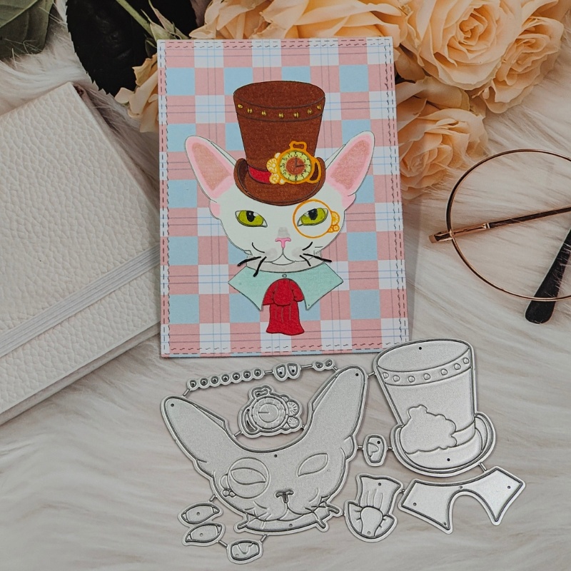 Khuôn Cắt Giấy Kim Loại Trang Trí Hình Mèo Ngộ Nghĩnh