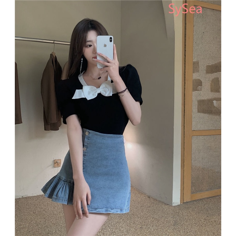 Áo Sơ Mi Cổ Tròn Thắt Nơ Xinh Xắn Thời Trang Kiểu Pháp Cho Nữ