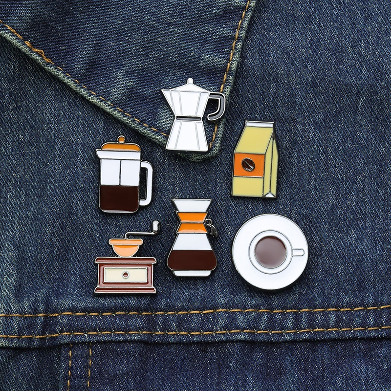 Huy Hiệu Cài Áo Kim Loại Tráng Men Hình Bình Cà Phê Độc Đáo