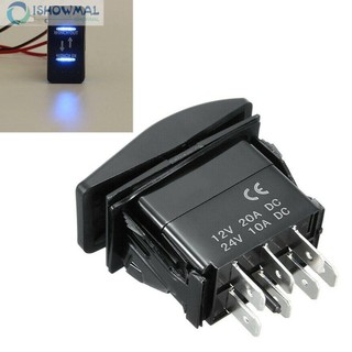 Rocker Switch Bipolar Double End Blue LED Light Momentary Rocker Switch Toggle
