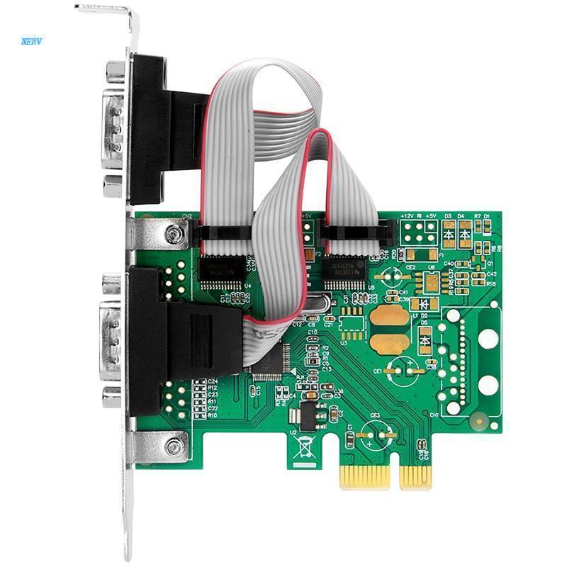 NERV PCIE to Two Serial Port DB9 RS232 COM Port PCIE PCI for Express Expansion Adapte