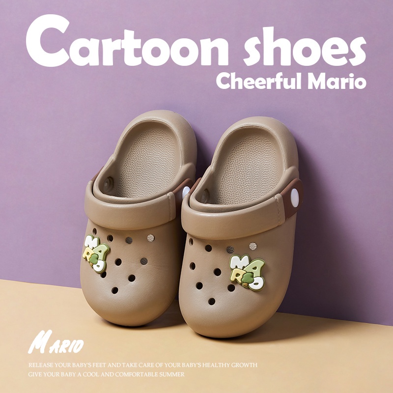 Cheerful Mario Dép Crocs Đi Biển Đế Mềm Chống Trượt In Hình Mario Dễ Thương Thời Trang Mùa Hè Cho Bé Trai / Gái
