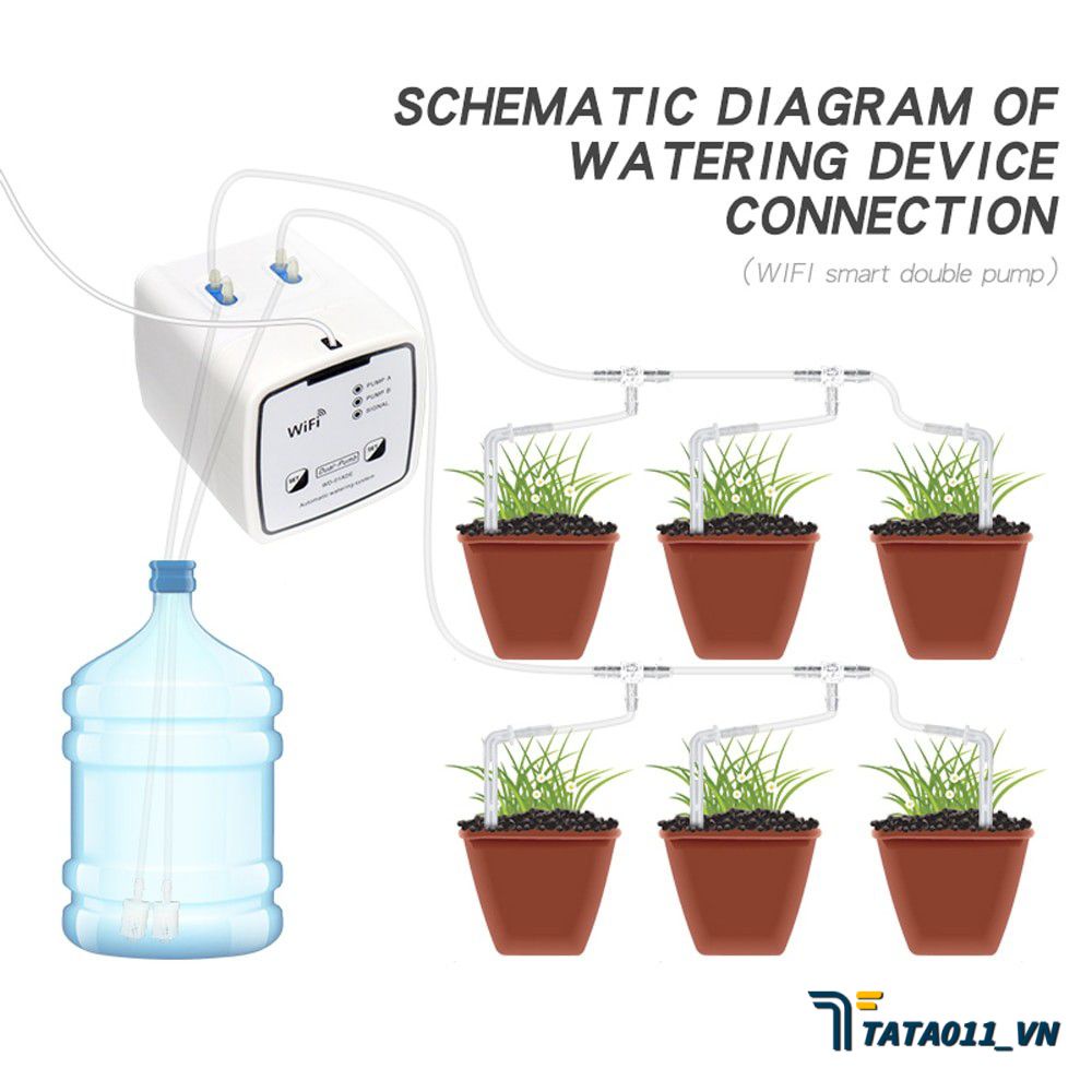 Thiết Bị Tưới Nước Thông Minh Wifi Bơm Đôi Hệ Thống Tưới Nhỏ Giọt Tự Động Hẹn Giờ Bộ Điều Khiển Ứng Dụng Từ Xa Cho Sân Vườn Sân Thượng Chậu Cây VN1