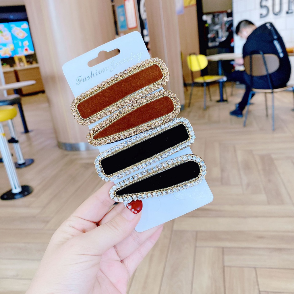 Kẹp Tóc BB Đính Đá Hình Vuông Đơn Giản Phong Cách Hàn Quốc Mới