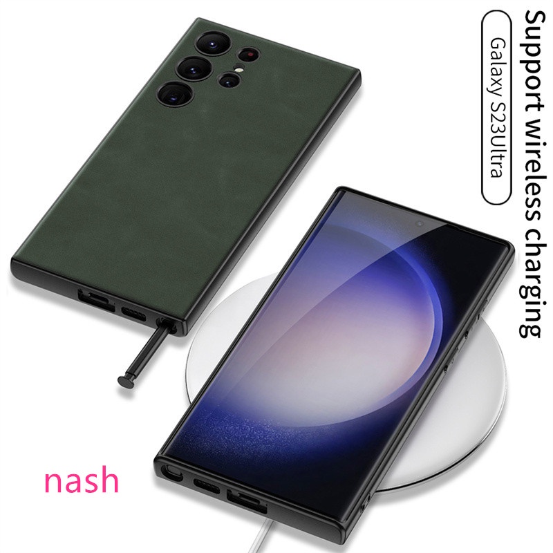 Ốp Điện Thoại Da Nam Châm Mạ Màu Trơn Chống Sốc Bảo Vệ Lens Cho Samsung Galaxy S23 Ultra S23 +