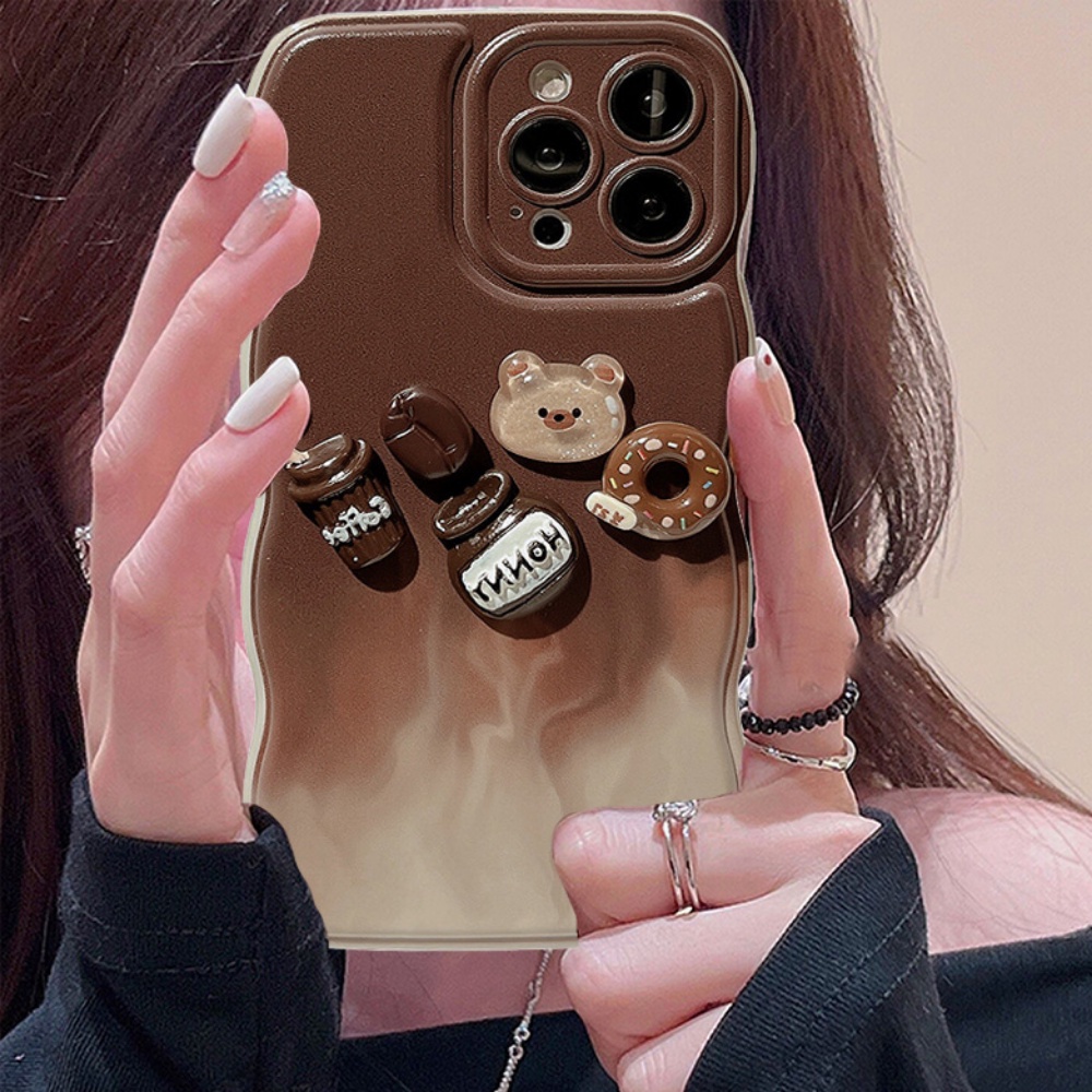 Ốp Điện Thoại TPU Mềm Hình Gấu 3D Màu Gradient Cho IPhone 11 12 13 14 Pro Max 14 Plus 1 / 2 / 3 / Pro