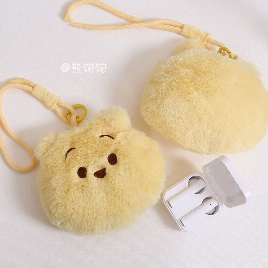 Túi Đựng Tai Nghe / Tiền Xu Hình Gấu Pooh Bằng Lông Dễ Thương Xinh Xắn