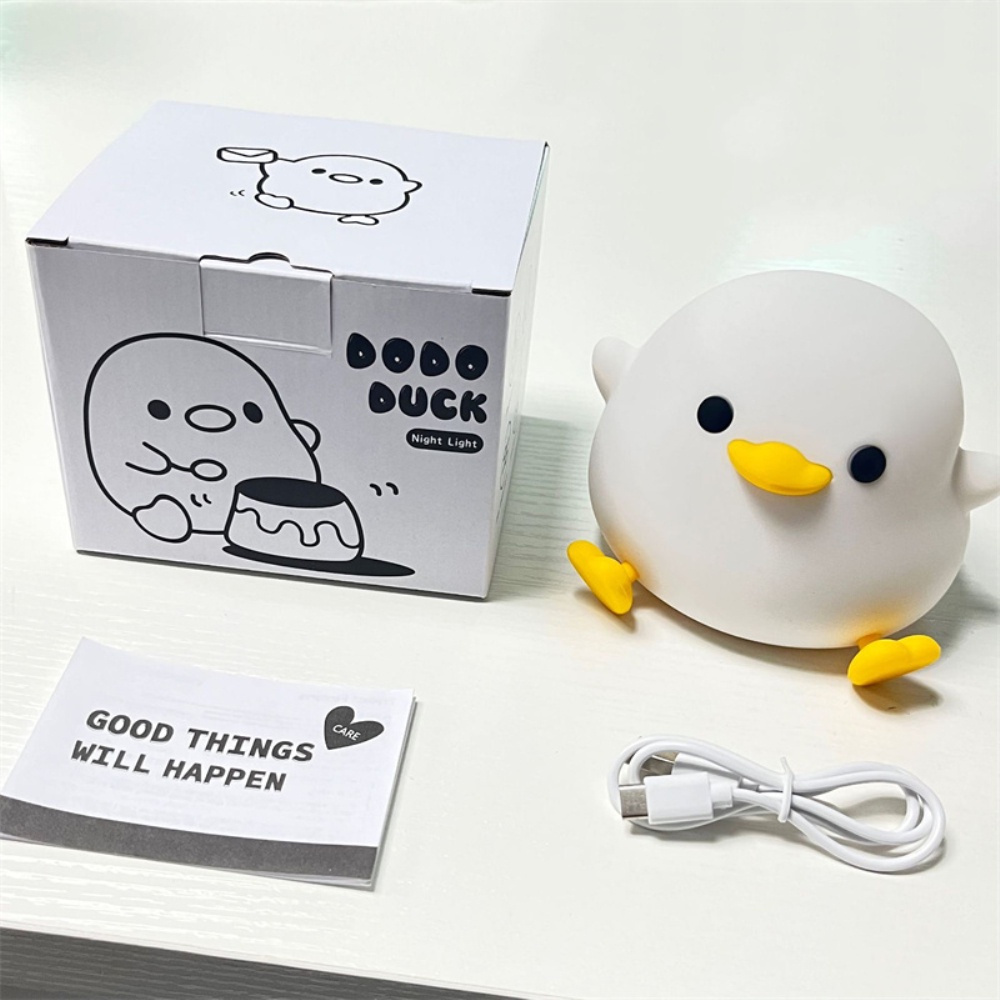 ♫Đèn Ngủ Hình Vịt Dễ Thương Đèn Ngủ Phòng Ngủ Hẹn Giờ Cảm Ứng Sạc USB Cho Trẻ Em Quà Tặng Đèn Ngủ Silicon Hoạt Hình Cho Trẻ Em