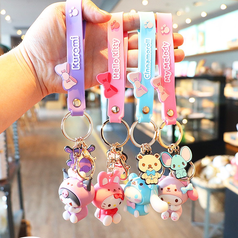 Móc Khóa Hình Búp Bê Sanrio Kitty Melody Kuromi Cinnamoroll Dễ Thương