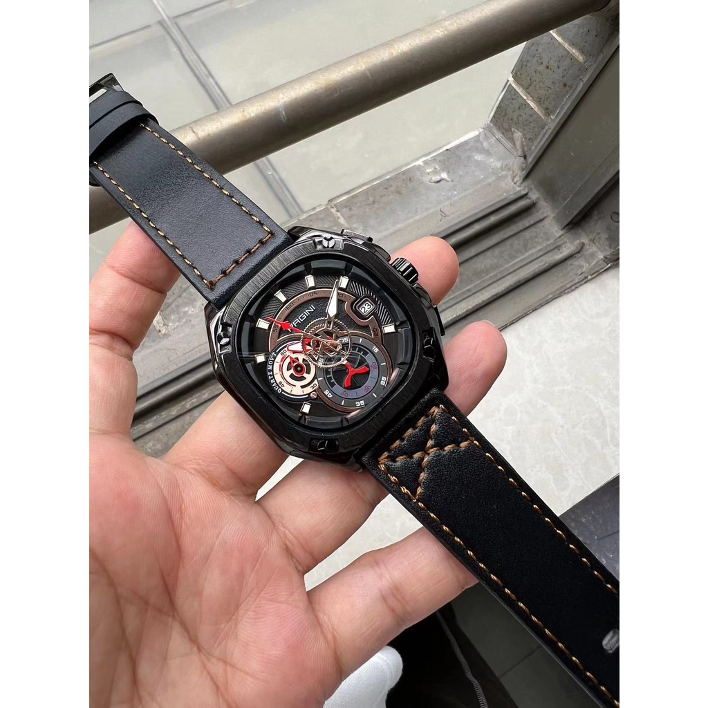 Đồng Hồ Nam Pagini PA1878 dây da thật, thiết kế từ italia, kiểu dáng độc đáo, sang trọng Full Box