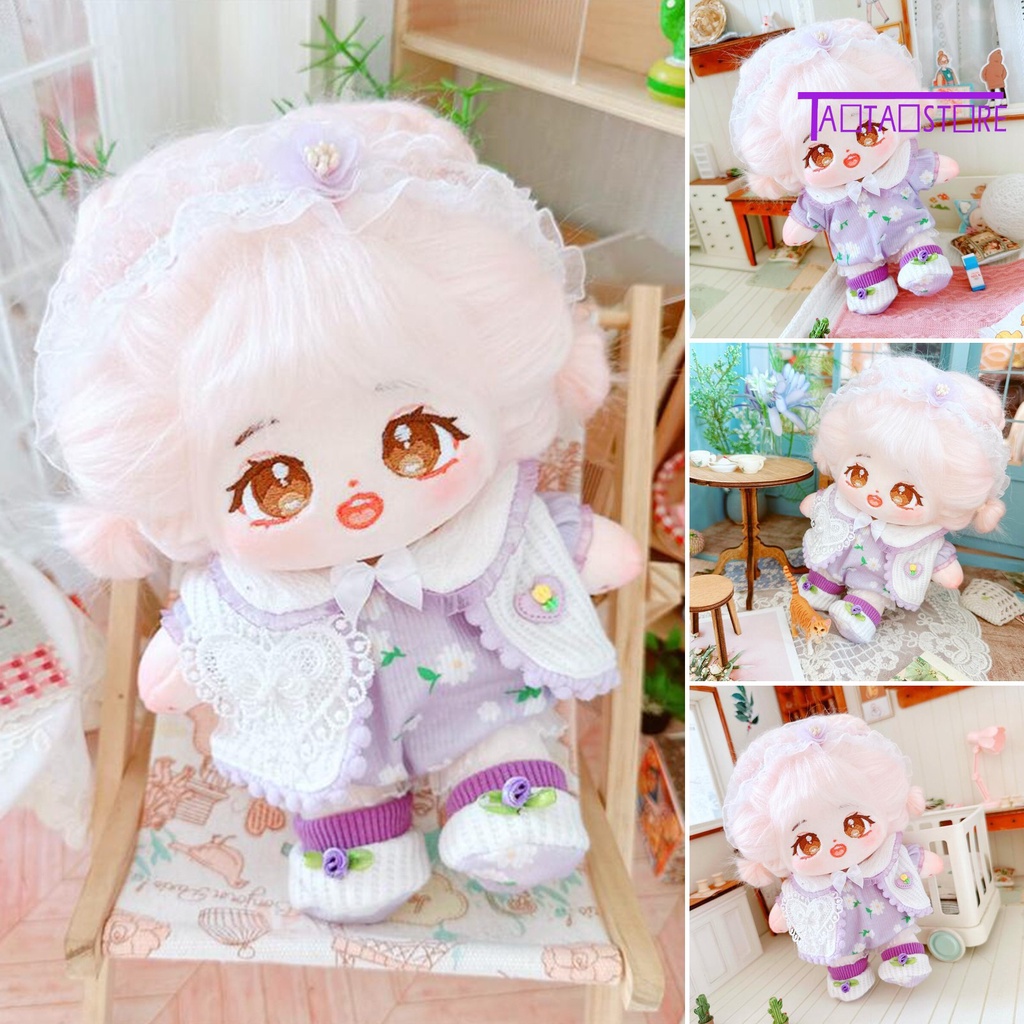 1 Bộ Đồ Gồm Áo Liền Quần Bằng Vải Cotton Và Băng Đô Ren Mềm Mại Dành Cho Búp Bê Kích Thước 20cm