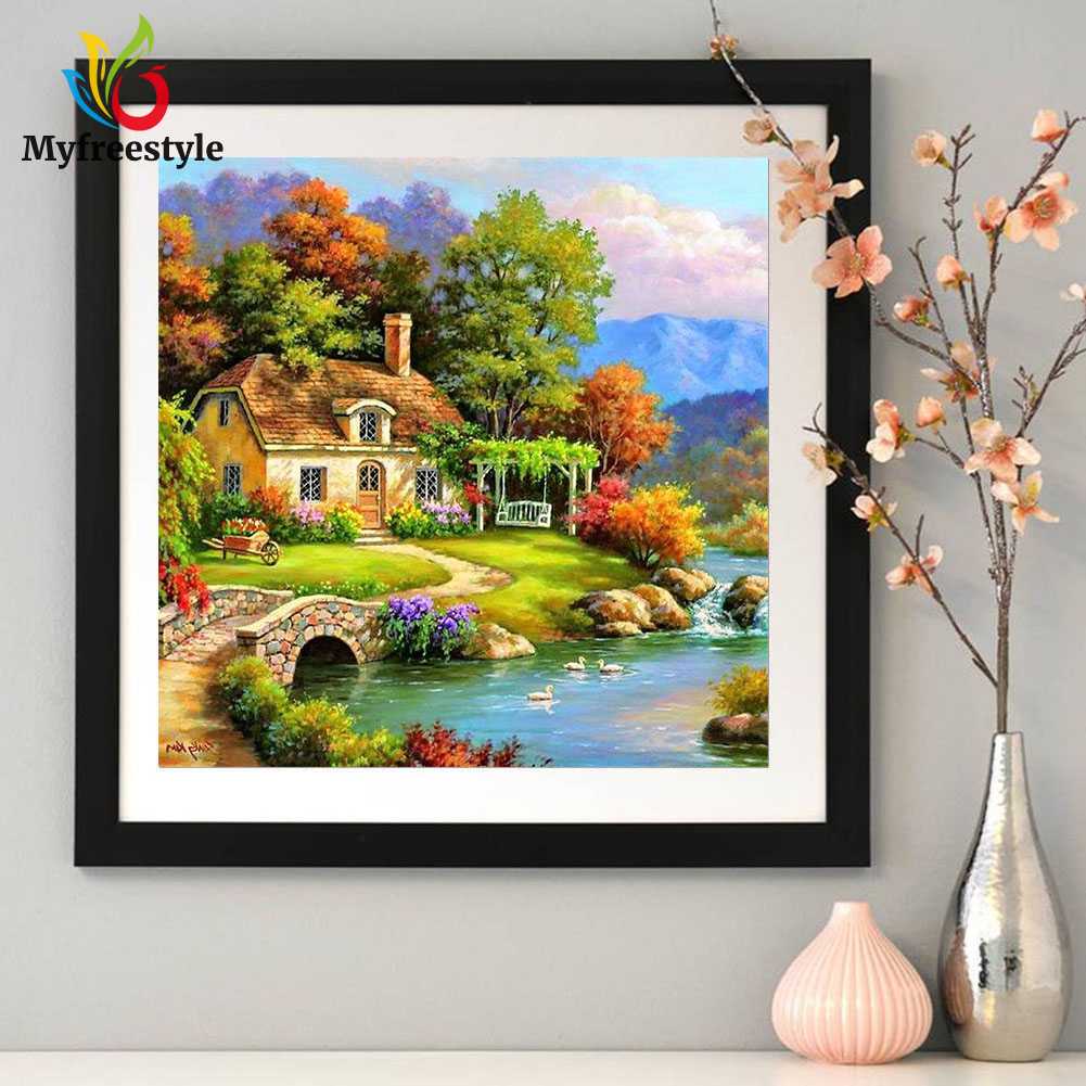 30 X 30cm Tranh Đính Đá Kim Cương Toàn Bộ 5D Diy Hình Vẽ Làng Quê Thư Giãn