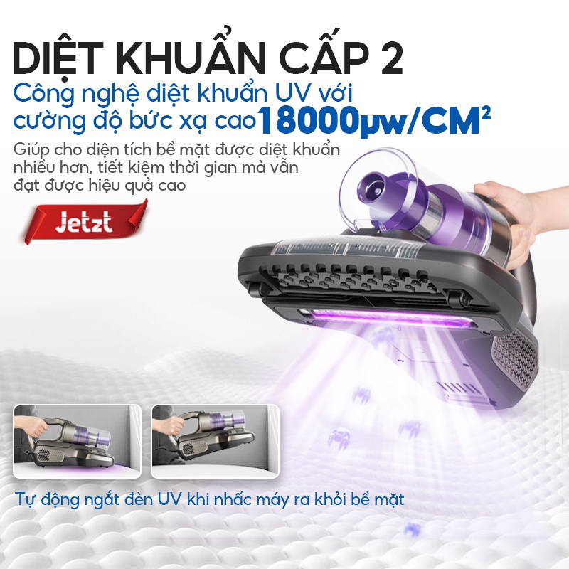 Máy Hút Bụi Giường Nệm Có Dây Jetzt J7 Đập Rung 12000BPM, Đèn UV, Sấy Nhiệt, 6 Tầng Lọc - SAVICO