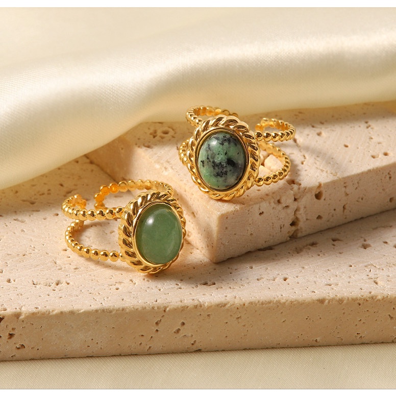 Nhẫn Nữ Vintage Phong Cách Retro Đính Đá Nhân Tạo Titan Ko Đen TT4619