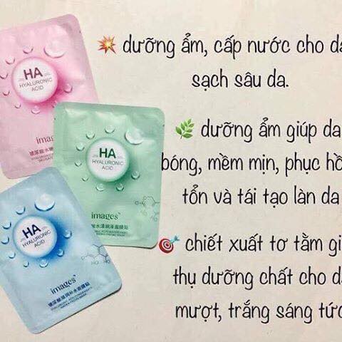 Combo 100 Mặt nạ giấy dưỡng trắng da mụn cấp ẩm thải độc Muzini H.A100