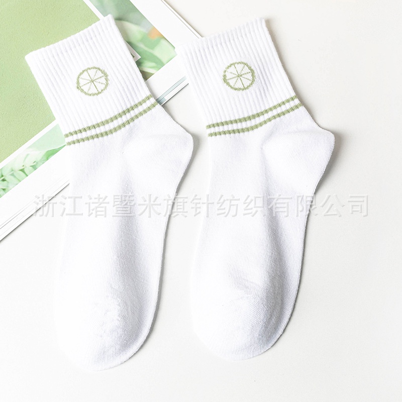 Vớ Cotton Cổ Cao Màu Trắng / Xanh Lá Nhật Bản Dễ Phối Đồ Thời Trang Xuân Thu Cho Nữ TTP051