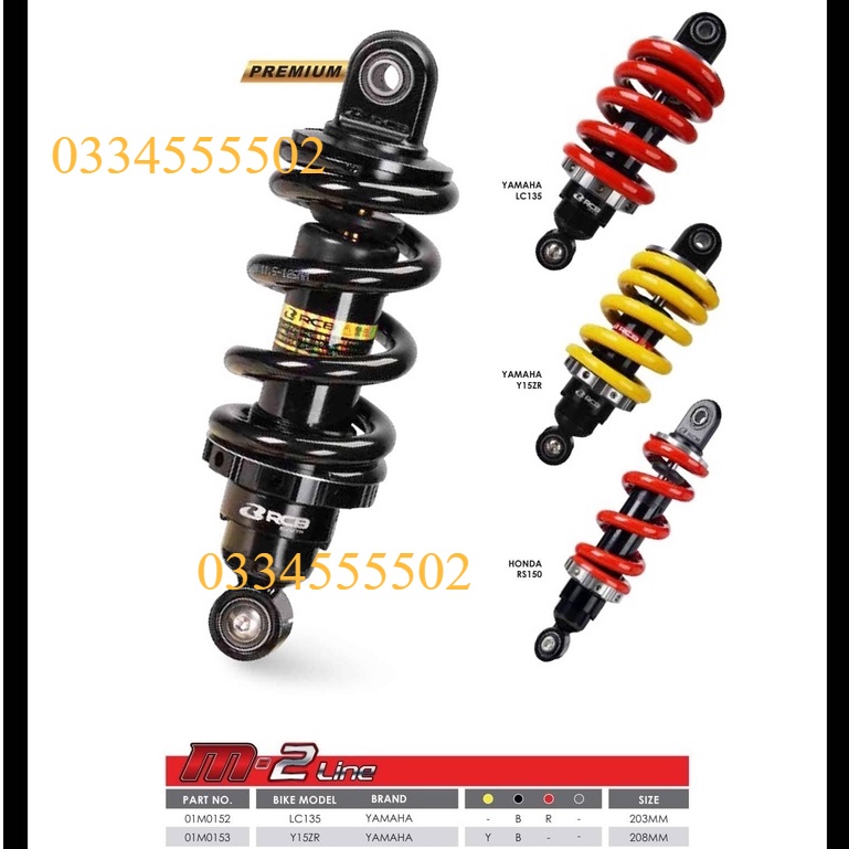 Phuộc sau RCB mẫu M2 Winner Sonic. xe Ex135 - Ex150 -