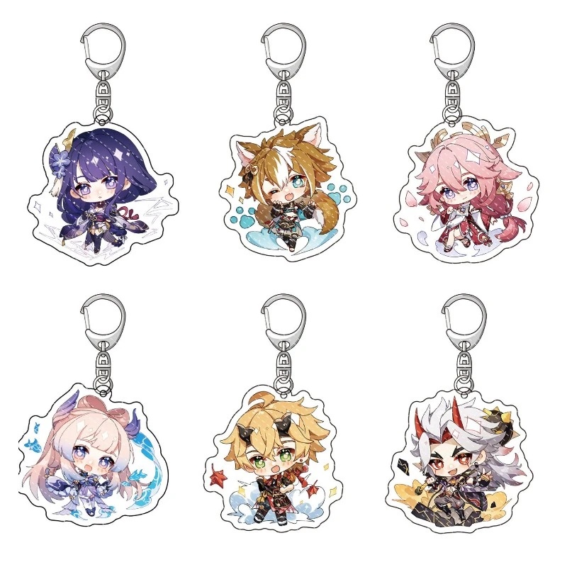 Móc Khóa Hình Nhân Vật Anime Genshin Va Chạm Venti Paimon Zhongli Yelan Klee Độ Nét Cao Dễ Thương