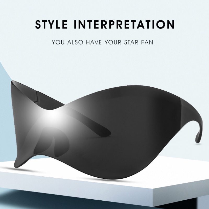 Kính Mát Thể Thao Không Gọng Chống Gió Oversized Cho Nam Nữ