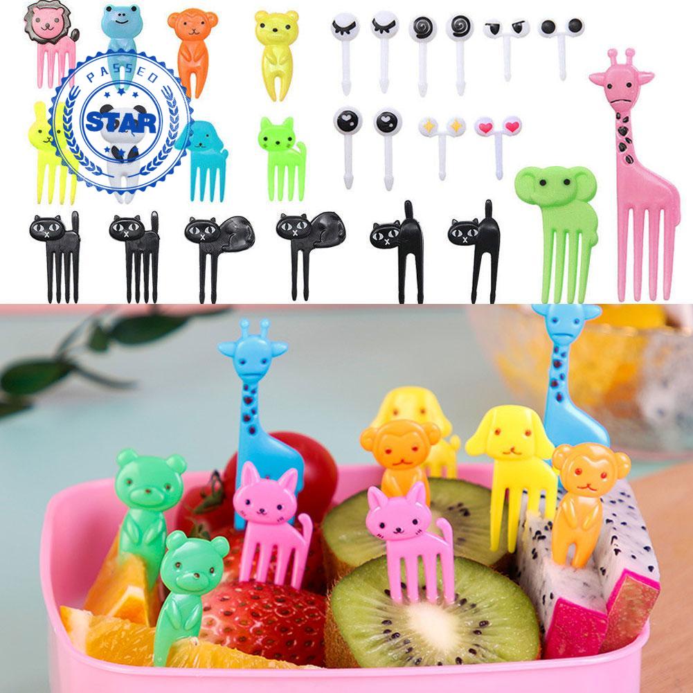 Bộ Nĩa Ăn Trái Cây Mini Bằng Nhựa Hình Động Vật Hoạt Hình Nhật Bản Dễ Thương V1E9