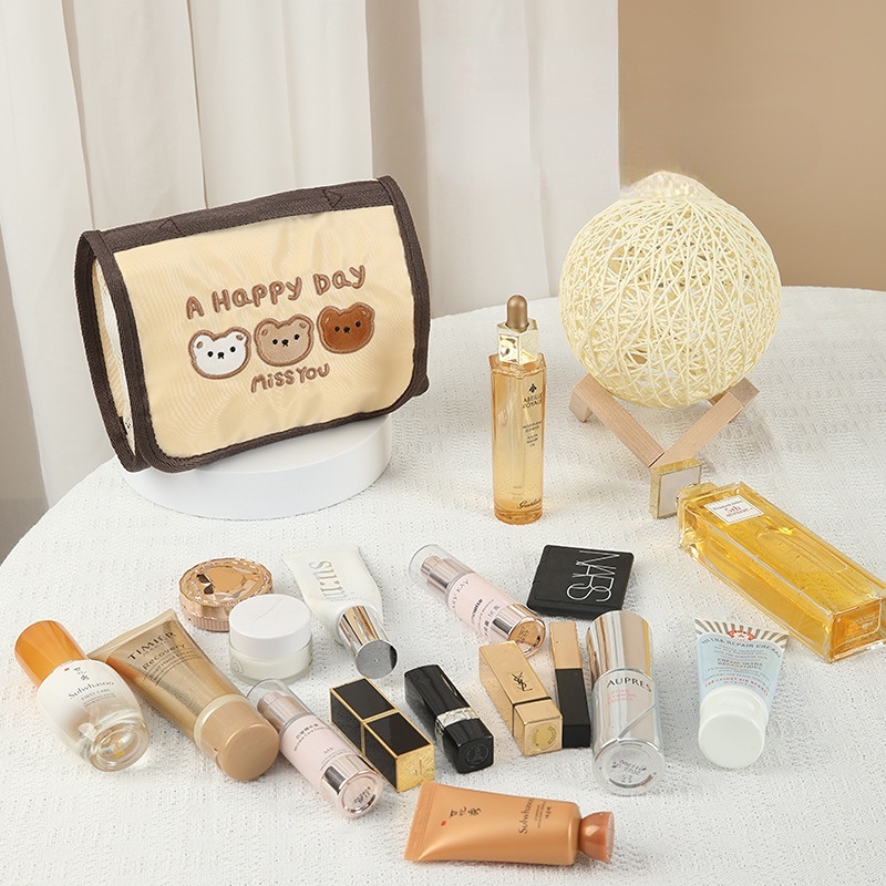 Túi Đựng Mỹ Phẩm Di Động Họa Tiết Hoạt Hình Xinh Xắn Gấp Gọn Tiện Dụng